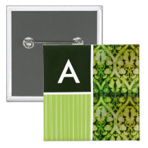 Vintage Green Pattern Pinback Buttons
