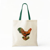 Vintage Green Tail Feathers Rooster Cockerel Bag