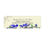 Vintage Grey Bird Royal Blue Blossoms Return Label