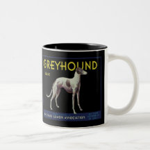 Vintage Greyhound Lemon Label Circa 1920 Mugs