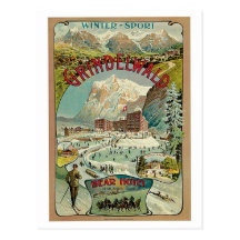Vintage Grindelwald Swiss travel advert Postcard