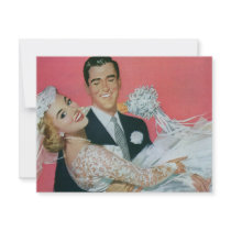 Vintage Groom Carrying Bride; the Newlyweds Personalized Invites