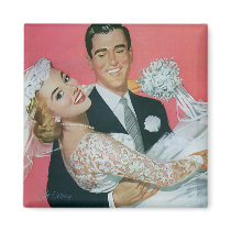 Vintage Groom Carrying Bride; the Newlyweds