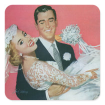 Vintage Groom Carrying Bride; the Newlyweds