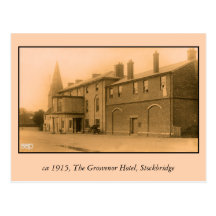 vintage Grosvenor Hotel, Stockbridge, classic car Post Card