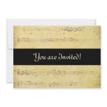 Vintage Grunge Antique Musical Notes Invitations