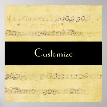 Vintage Grunge Antique Musical Notes Print