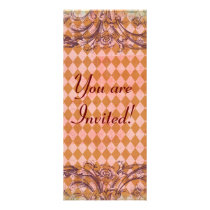 Vintage Grunge Diamond Chequered Custom Invitation invitations