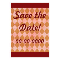 Vintage Grunge Diamond Chequered Custom Invitation invitations