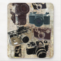 Vintage Grunge Retro Cameras Fashion Mousepad