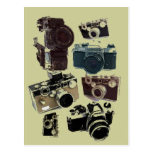 Vintage Grunge Retro Cameras Fashion Postcard