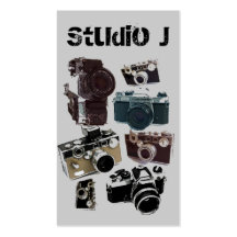 Vintage Grunge Retro Cameras Pattern Business Card