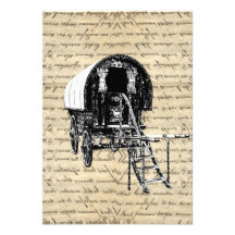 Vintage Gypsy wagon Personalized Invites