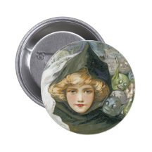 Vintage Halloween Girl Buttons