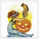 Vintage Halloween Glamour Square Sticker