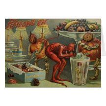 Vintage Halloween Greeting Card - Devlish Greeting