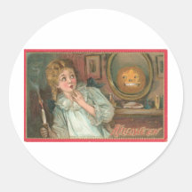 Vintage Halloween Greeting Cards Classic Posters Round Sticker