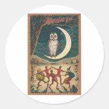 Vintage Halloween Greeting Cards Classic Posters Round Stickers