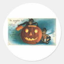 Vintage Halloween Greeting Cards Classic Posters Round Sticker