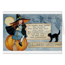 Vintage Halloween Greetings Greeting Card