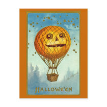 Vintage Halloween JOL Hot Air Balloon Postcard