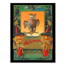 Vintage Halloween Owl Post Cards