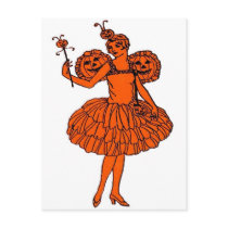 Vintage Halloween Pumpkin Fairy Post Cards