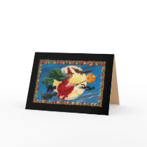 Vintage Halloween Spirit Witch Card