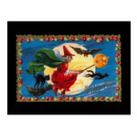 Vintage Halloween Spirit Witch Invitation Postcard