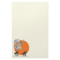 Vintage Halloween Witch and Cats Stationery
