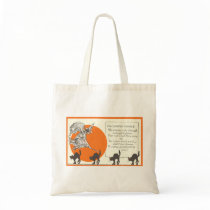 Vintage Halloween Witch and Cats Tote Bag