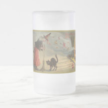 Vintage Halloween Witch, Cat Mug, Steins