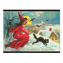 Vintage Halloween Witch Postcard