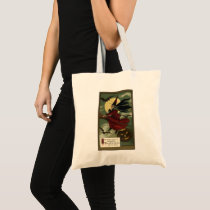 Vintage Halloween Witch Riding a Broom and Moon Canvas Bags