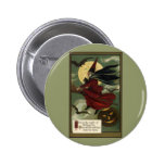 Vintage Halloween Witch Riding a Broom and Moon Pin