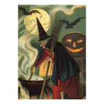 Vintage Halloween Witch Stirring Magic Cauldron Custom Announcements