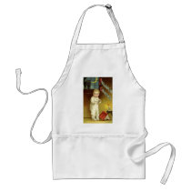 Vintage Halloween with Scared Child and Black Cat Apron