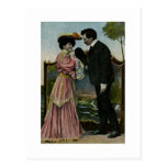 Vintage Hand Coloured Postcard - The Lovers