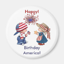 Vintage Happy Birthday America Magnet