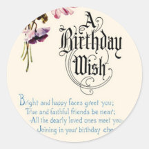 Vintage Happy Birthday Greetings Sticker