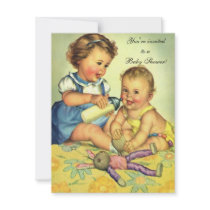 Vintage Happy Children, Baby Shower Invitation