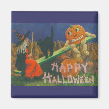 Vintage Happy Halloween Play Time Refrigerator Magnet