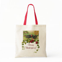 Vintage Happy Thanksgiving Turkey Tote Bag