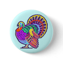 Vintage Happy Thanksgiving Turkey Pinback Buttons