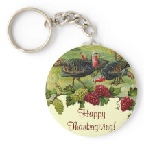 Vintage Happy Thanksgiving Turkey Keychain