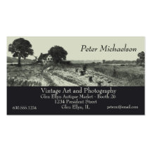 Vintage Harvest Scene Etching Business Card