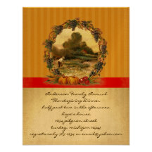 Vintage Harvest Thanksgiving Dinner Invitations