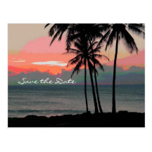 Vintage Hawaii Destination Wedding save the date Postcard