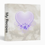 Vintage Heart and Roses Lavender 3 Ring Binders