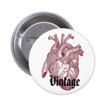 Vintage Heart Pinback Button